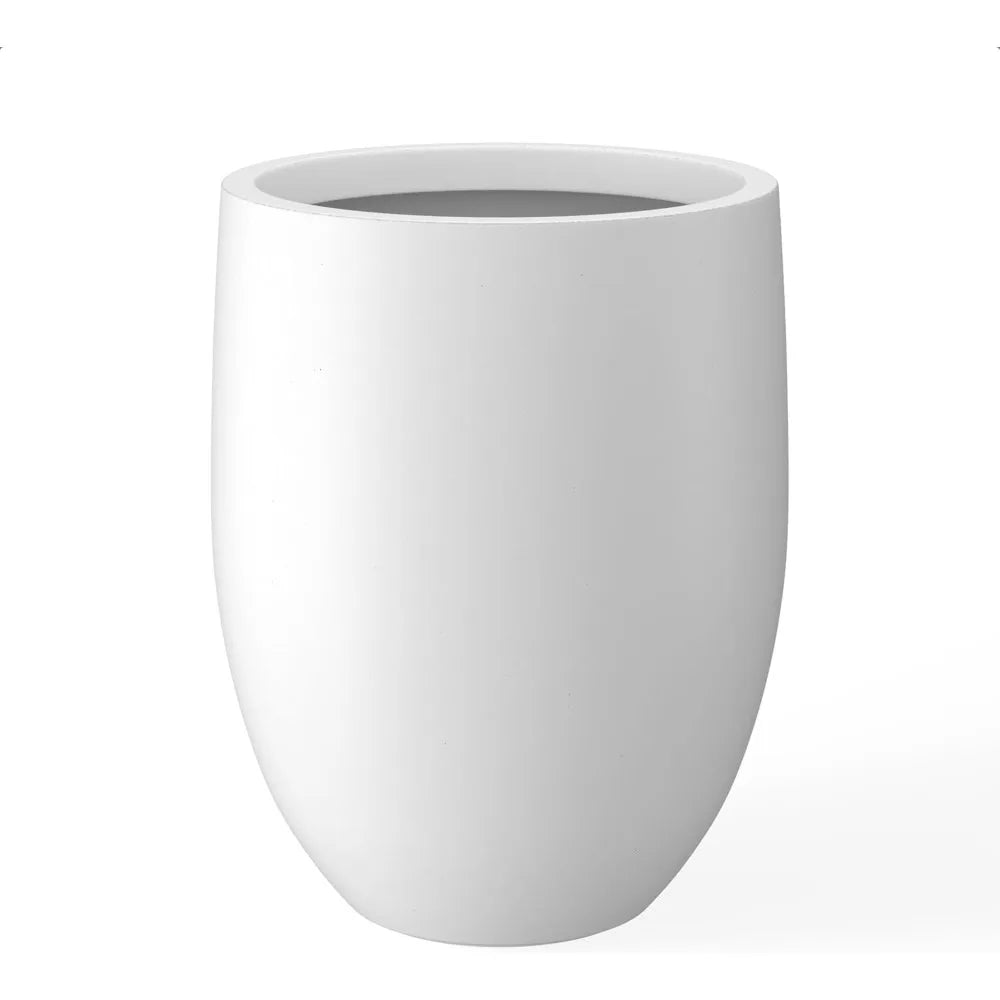 Kante 21.7 Inch H Snow White Concrete Tall Planter Large Outdoor Indoor Decorative Pot with Drainage Hole and Rubber Plug Modern Style