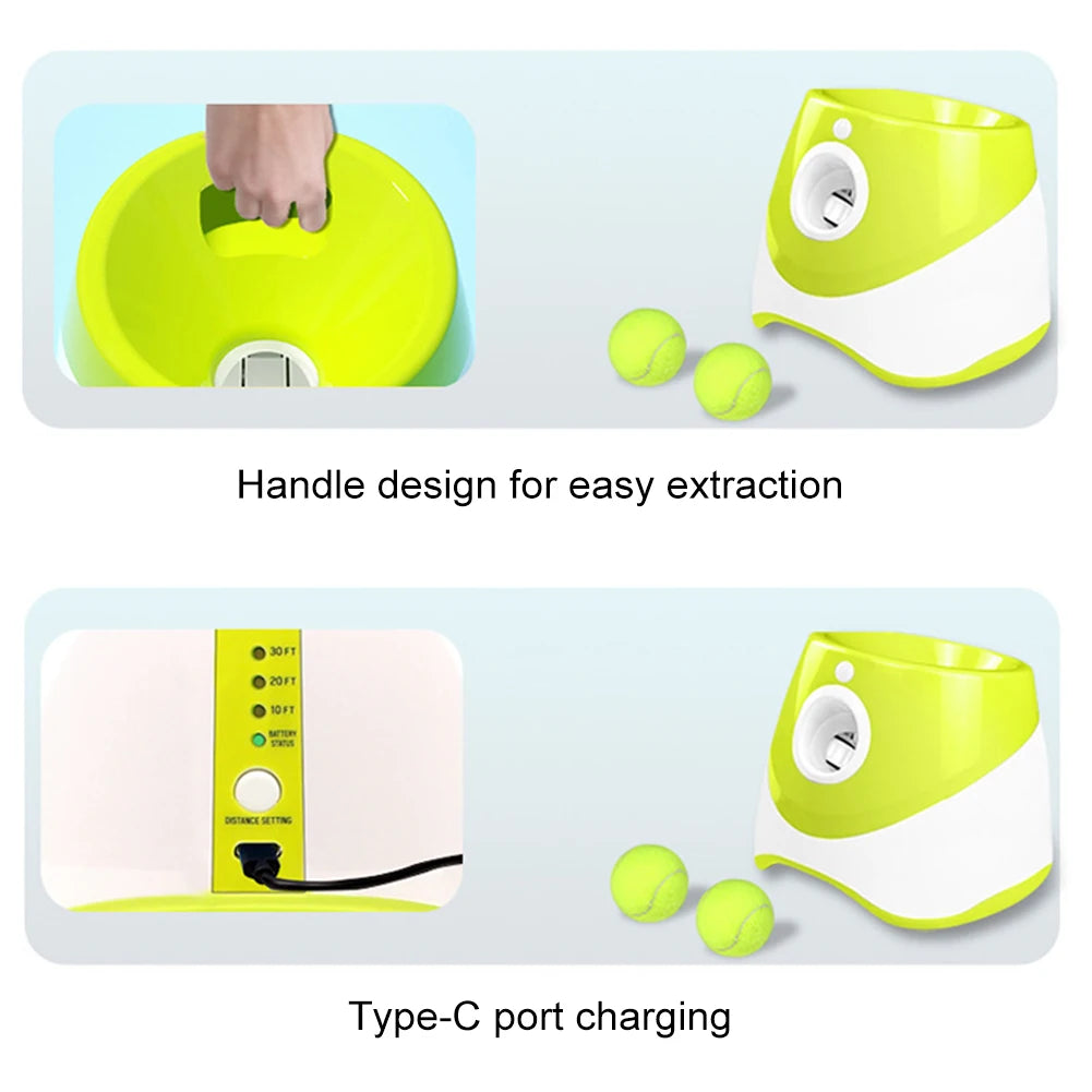 Automatic Dog Tennis Ball Launcher Interactive Pet Toy Rechargeable Ball Throwing Machine
