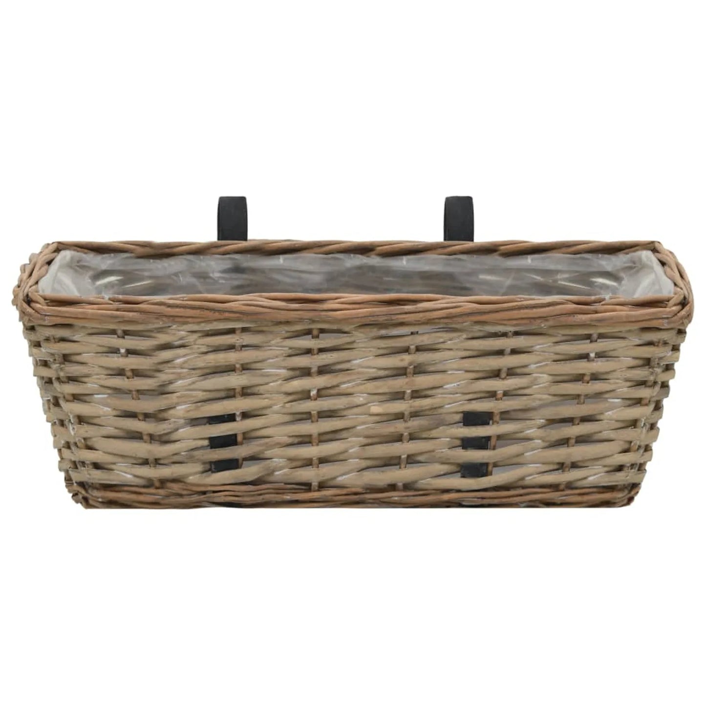 15.7 Inch Balcony Planters Set of 2 Railing Hanging Wicker with PE Lining for Outdoor Garden Decor Growing Vegetables Herbs and Flowers
