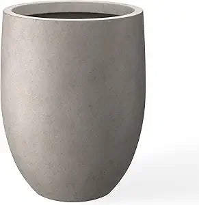 Kante 21.7 Inch H Snow White Concrete Tall Planter Large Outdoor Indoor Decorative Pot with Drainage Hole and Rubber Plug Modern Style
