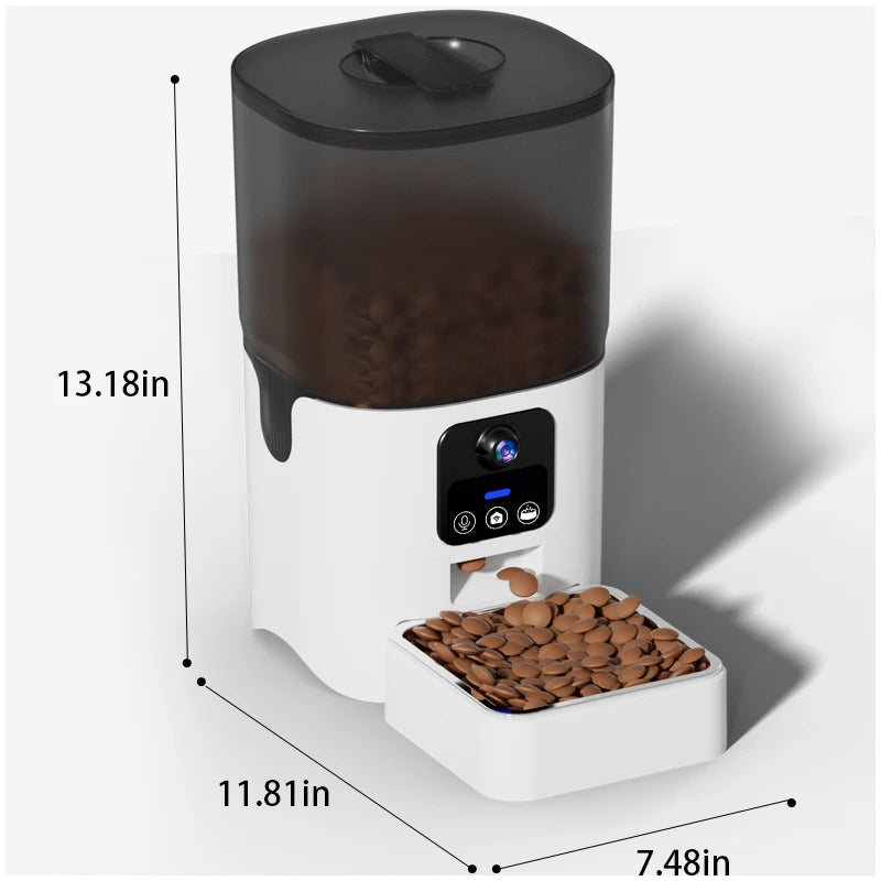 PAPIFEED Cat Automatic Feeder WiFi Intelligent Timed Pet Food Dispenser 6L Video Model