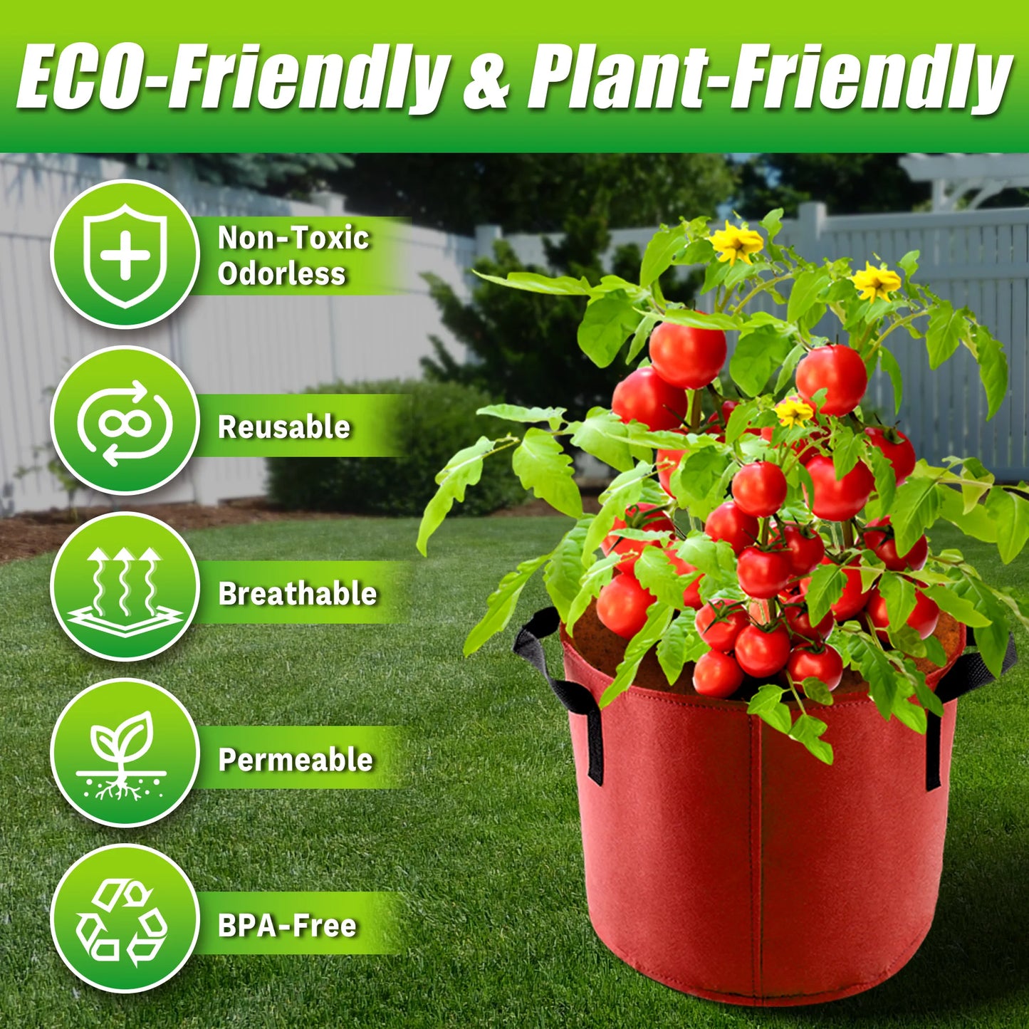5 Gallon Grow Bags 7 Pack Colorful Fabric Plant Pots with Handles for Garden and Outdoor Planting