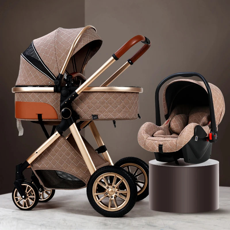 Luxury Baby Stroller 3 in 1 High Landscape Pushchair