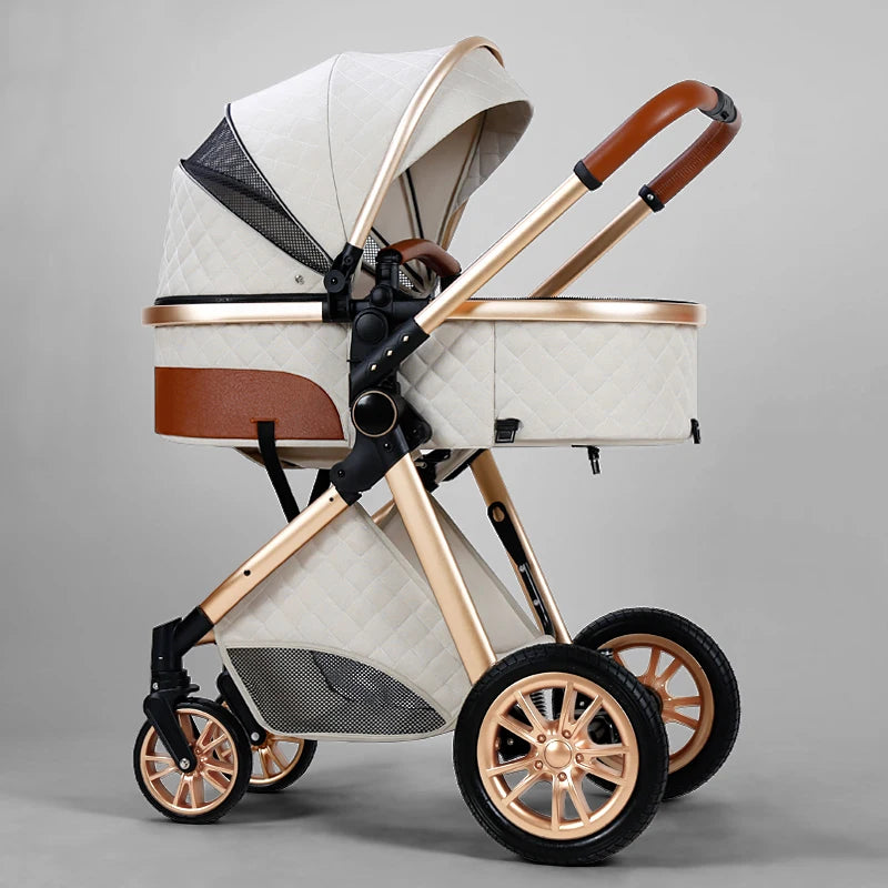 Luxury Baby Stroller 3 in 1 High Landscape Pushchair