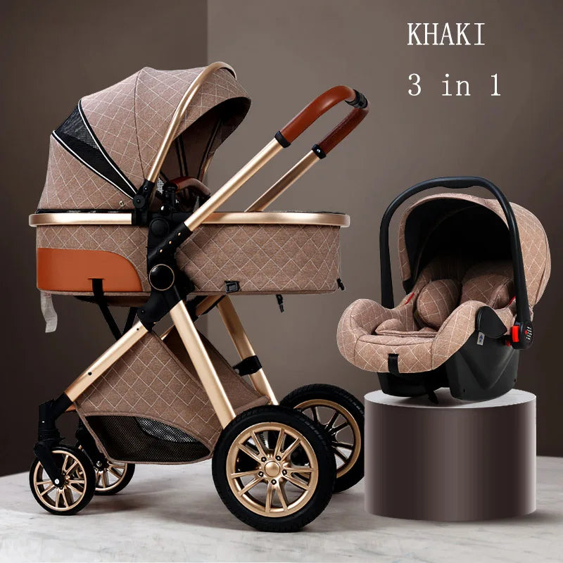 Luxury Baby Stroller 3 in 1 High Landscape Pushchair