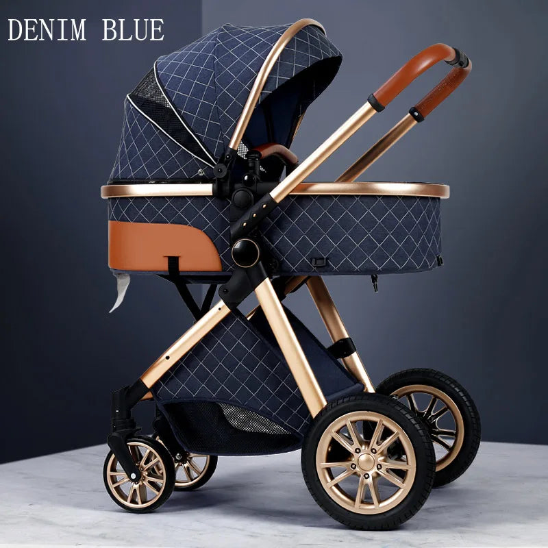 Luxury Baby Stroller 3 in 1 High Landscape Pushchair