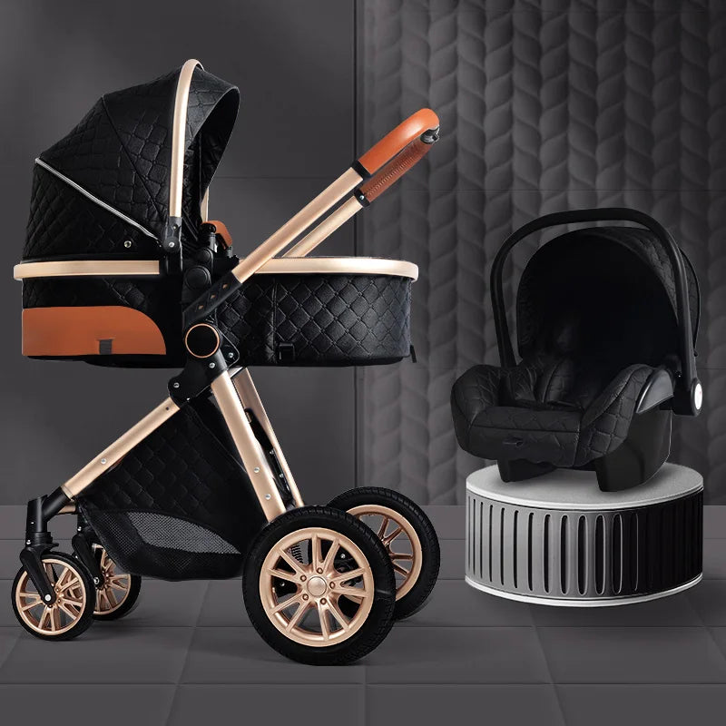 Luxury Baby Stroller 3 in 1 High Landscape Pushchair