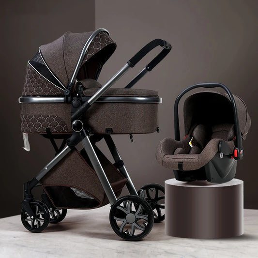 Luxury Baby Stroller 3 in 1 High Landscape Pushchair