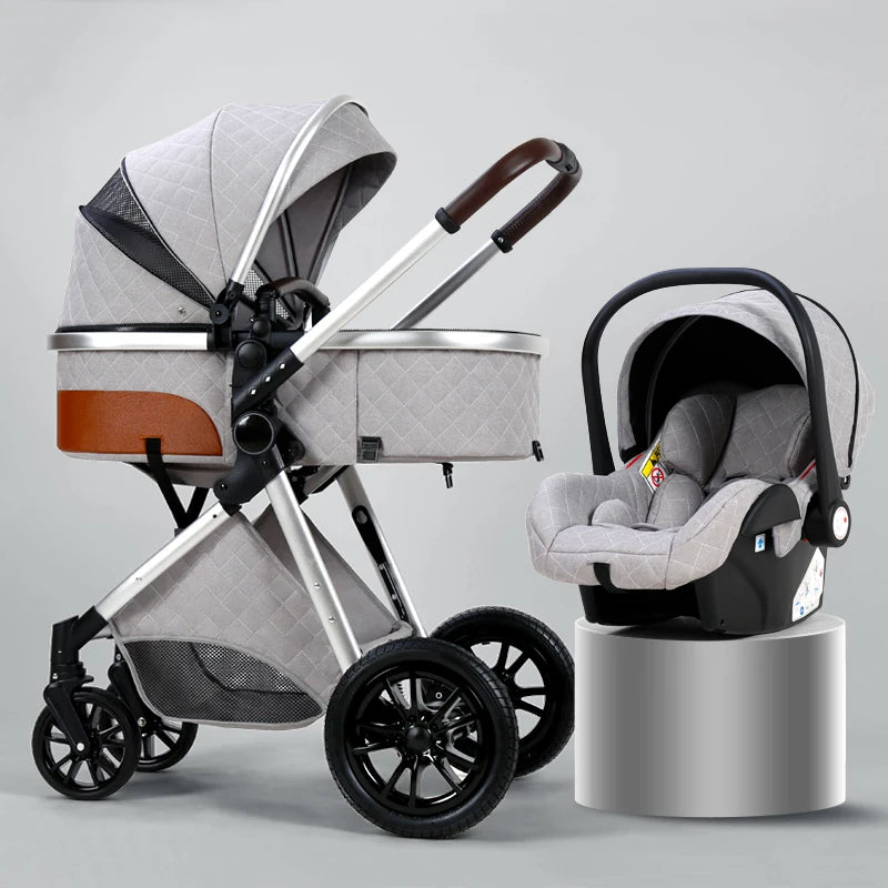 Luxury Baby Stroller 3 in 1 High Landscape Pushchair