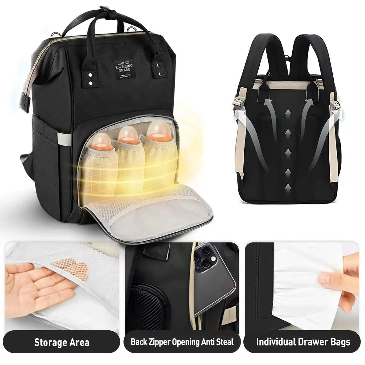 Nappy Backpack Bag Mummy Large Capacity Waterproof Diaper Bags