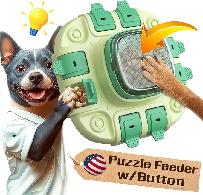 KADTC Dog Puzzle Toys for Small Medium Large Dogs Slow Feeder with Button Level 2 in 1 Boredom Busters Enrichment Toy