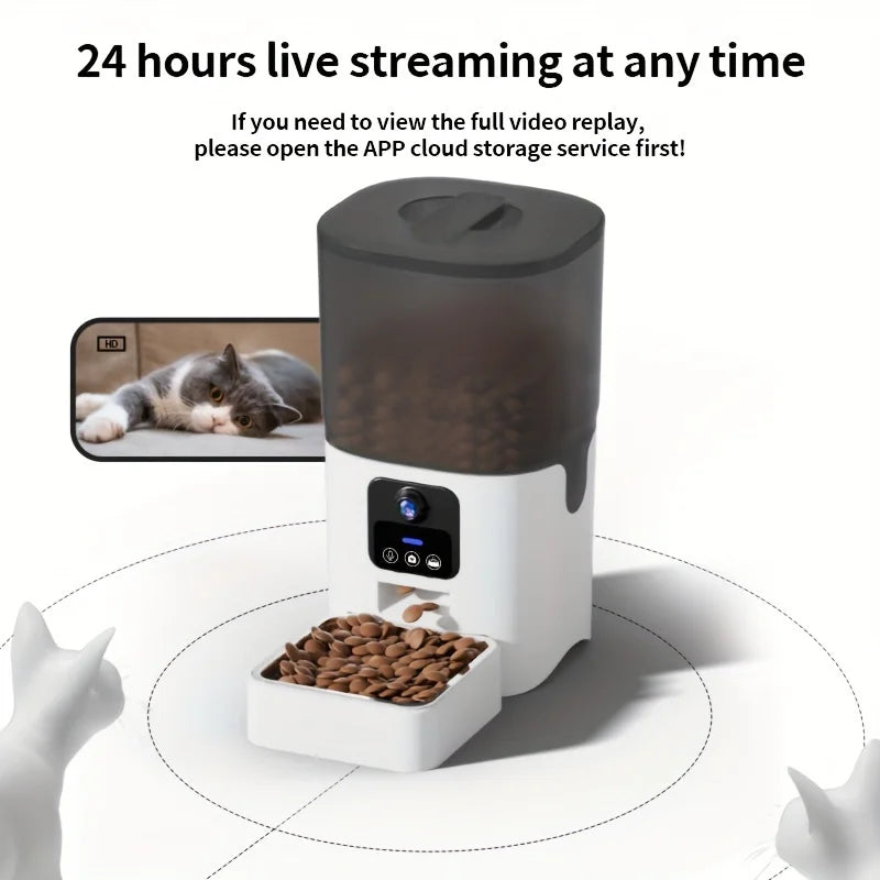 PAPIFEED Cat Automatic Feeder WiFi Intelligent Timed Pet Food Dispenser 6L Video Model