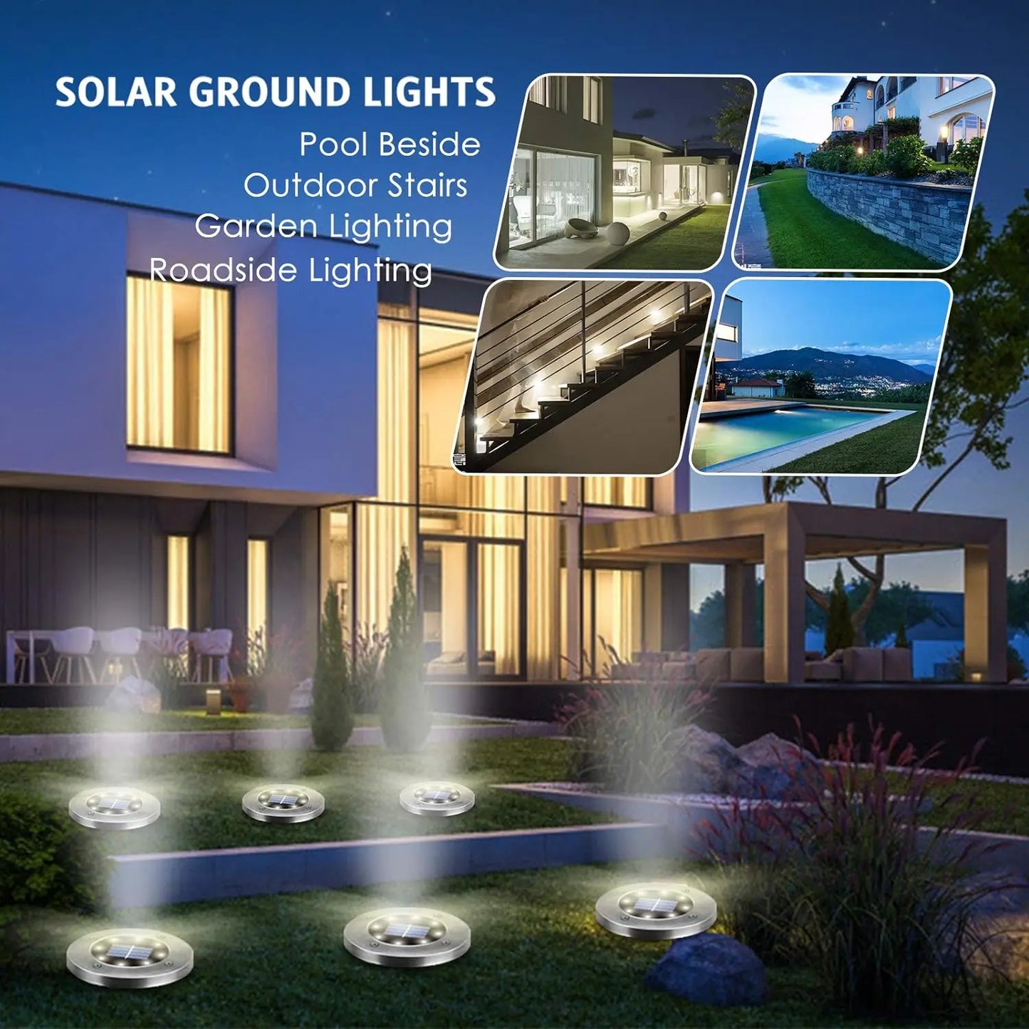 4 to 8 Pieces Solar Lights Outdoor 8 LED Solar Landscape Lighting for Garden Yard Pathway Cool Warm White