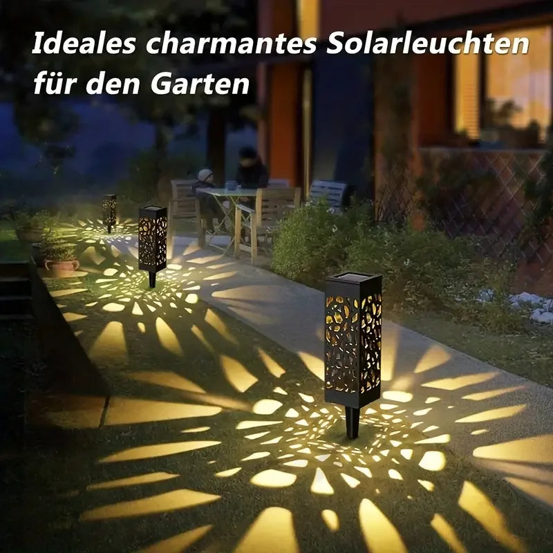 6PCS Solar Powered LED Garden Stake Lights Decorative Hollow Out Lawn Lamps Waterproof Outdoor Landscape Lighting 400mAh