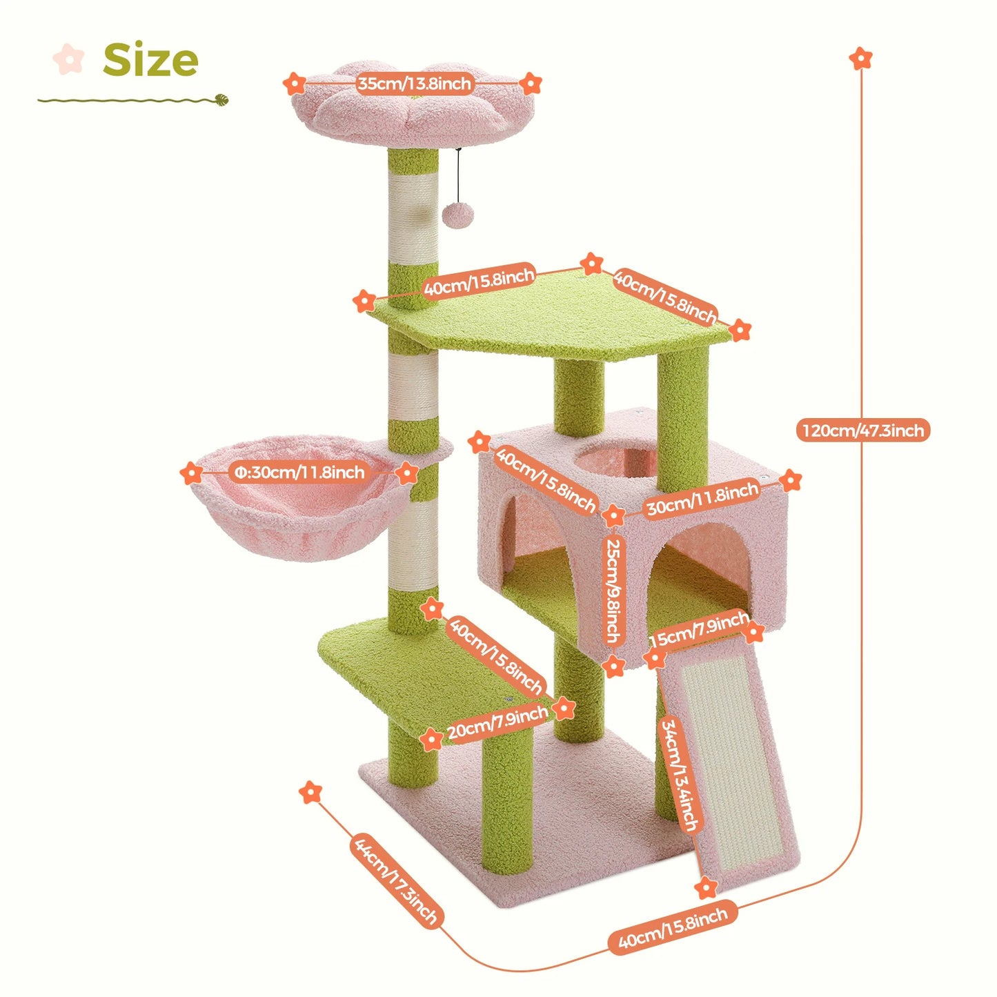 Flower Cat Tree Multi Level Cat Tower with Sisal Covered Scratching Posts Cute Cat Condo for Indoor Small Medium Cats Top Perch
