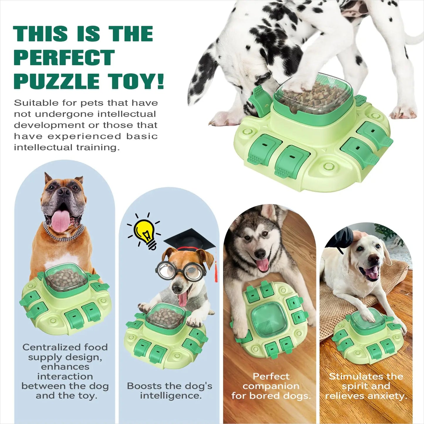 KADTC Dog Puzzle Toys for Small Medium Large Dogs Slow Feeder with Button Level 2 in 1 Boredom Busters Enrichment Toy