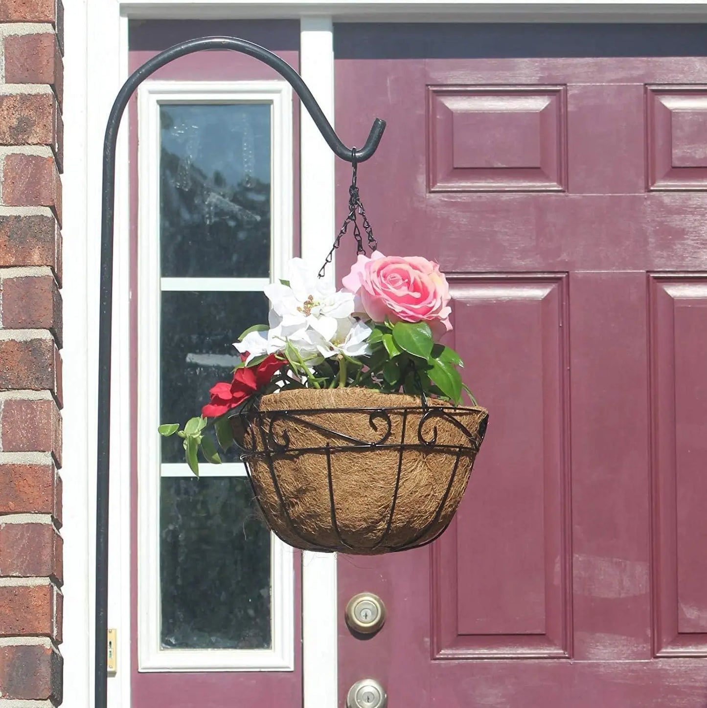 Metal Hanging Planter Basket Round Wire Plant Holder Chain Porch Decor Flower Pot Hanger Garden Decoration Indoor Outdoor