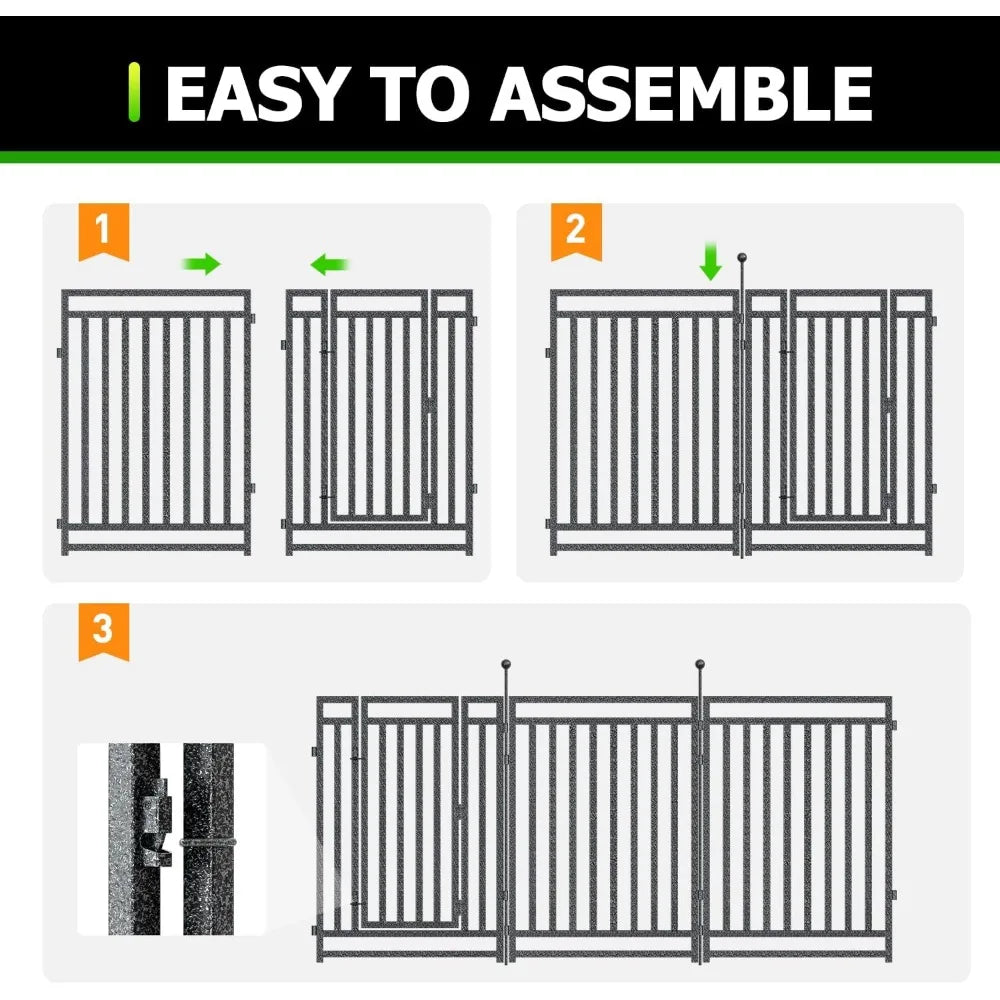 Decorative Garden Fence Metal Dog Fence Outdoor Yard 36ft Long 40in High 14 Panels 2 Gates Rustproof Animal Barrier Fence