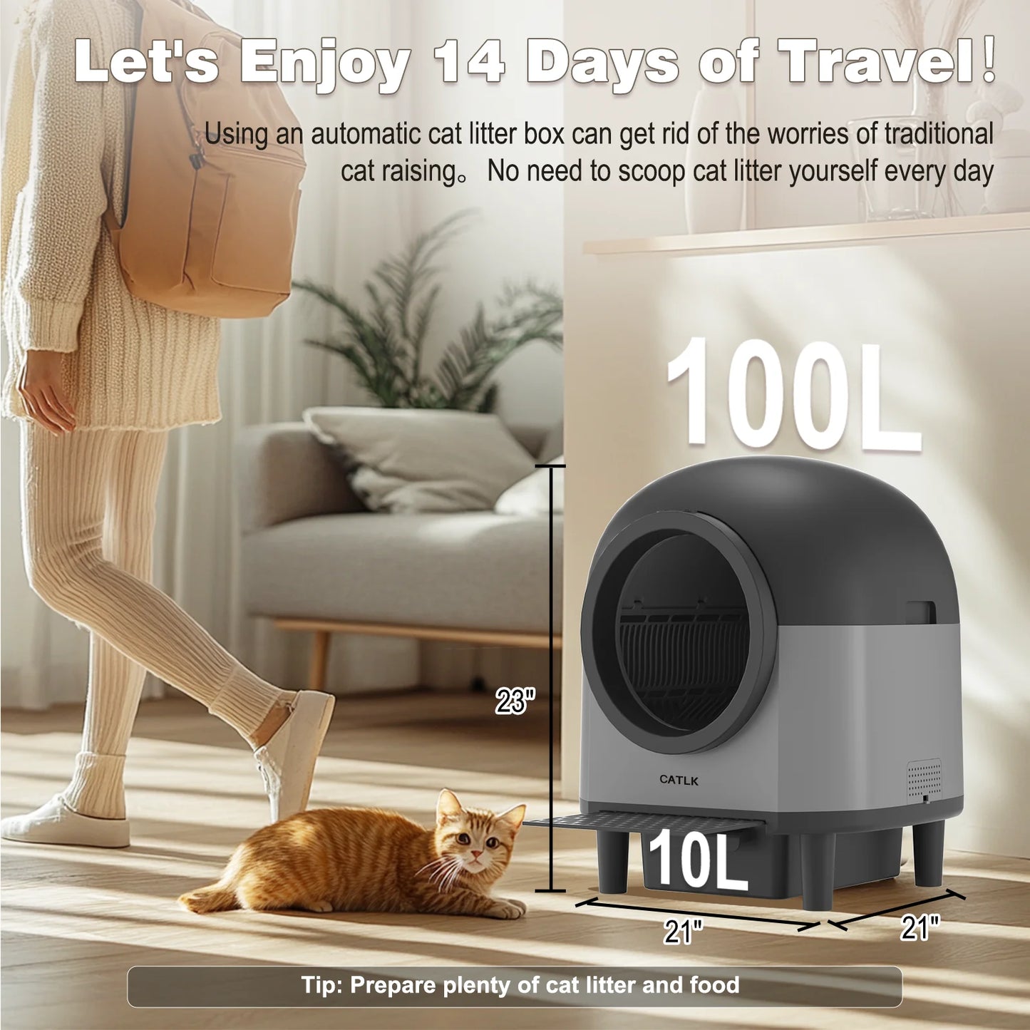 Automatic Cat Litter Box Self Cleaning with App Control