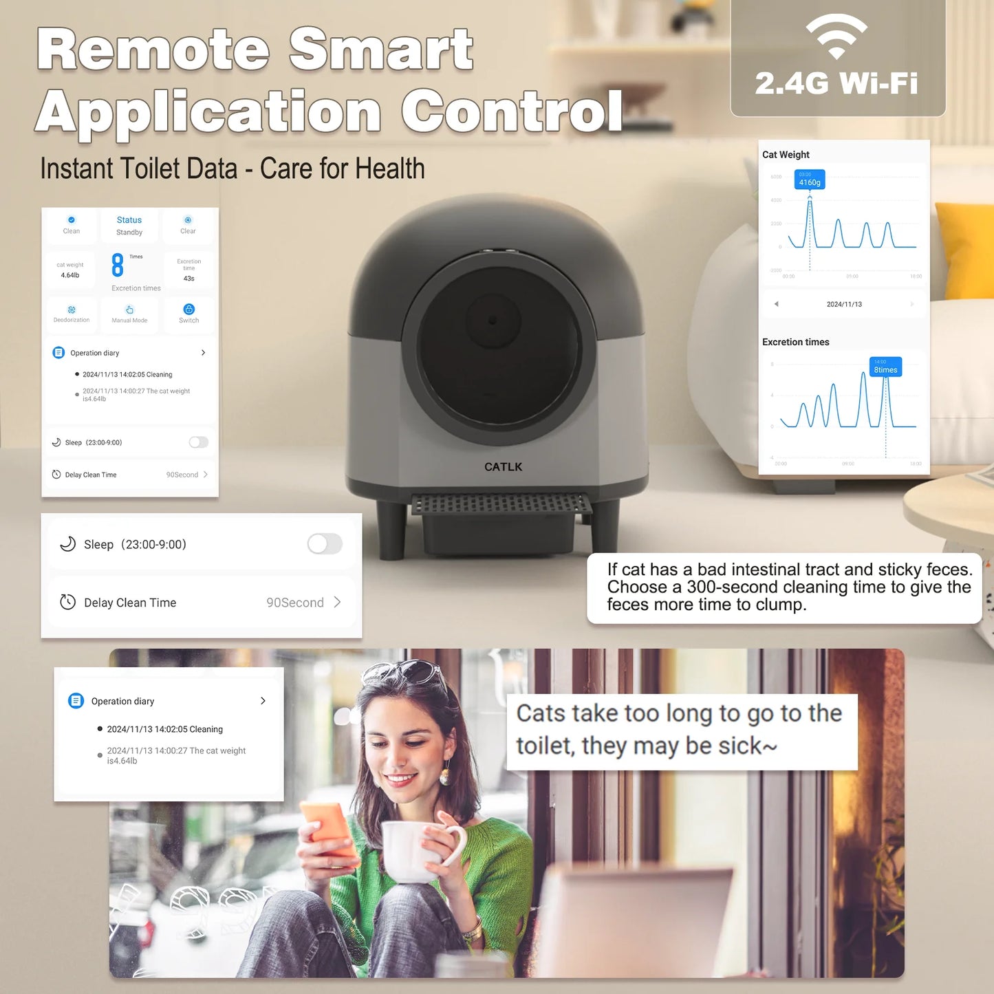 Automatic Cat Litter Box Self Cleaning with App Control