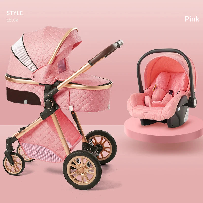 Luxury Baby Stroller 3 in 1 High Landscape Pushchair