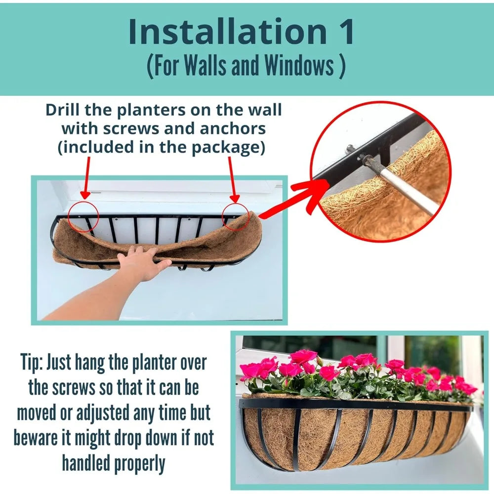 LaLaGreen Deck Railing Planter Boxes 4 Pack 36 Inch Long Window Flower Box for Outdoor Plants