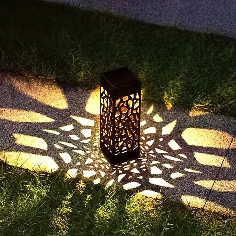 6PCS Solar Powered LED Garden Stake Lights Decorative Hollow Out Lawn Lamps Waterproof Outdoor Landscape Lighting 400mAh