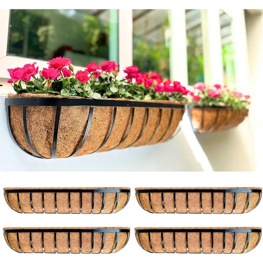 LaLaGreen Deck Railing Planter Boxes 4 Pack 36 Inch Long Window Flower Box for Outdoor Plants