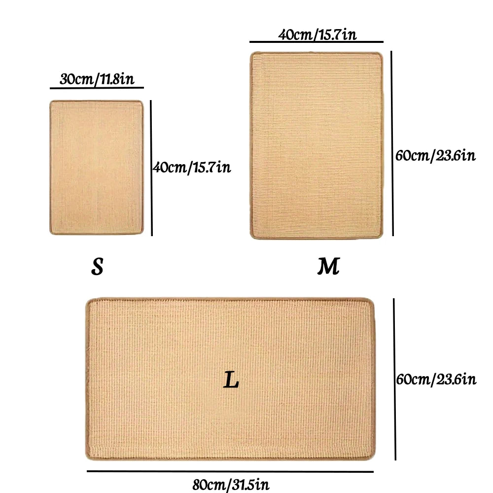 Premium Sisal Cat Scratching Mat - Furniture and Wall Protector for Indoor Cats - Promotes Healthy Scratching Habits