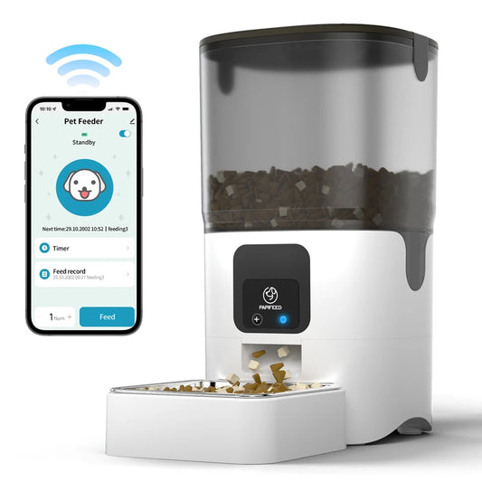 PAPIFEED Cat Automatic Feeder WiFi Intelligent Timed Pet Food Dispenser 6L Video Model