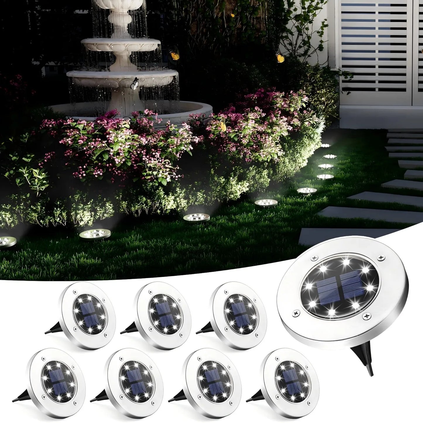 4 to 8 Pieces Solar Lights Outdoor 8 LED Solar Landscape Lighting for Garden Yard Pathway Cool Warm White