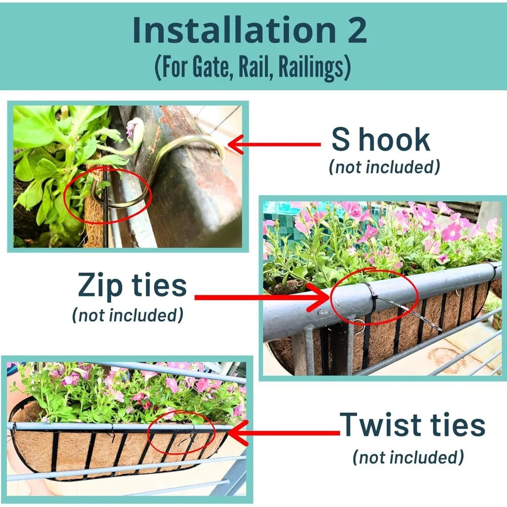 LaLaGreen Deck Railing Planter Boxes 4 Pack 36 Inch Long Window Flower Box for Outdoor Plants