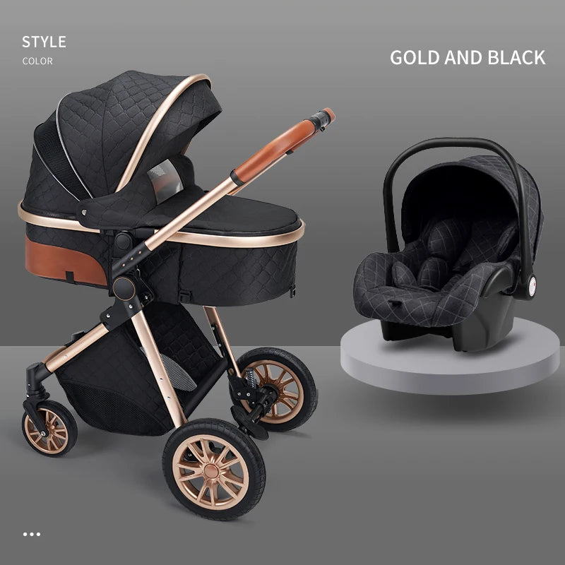 Luxury Baby Stroller 3 in 1 High Landscape Pushchair