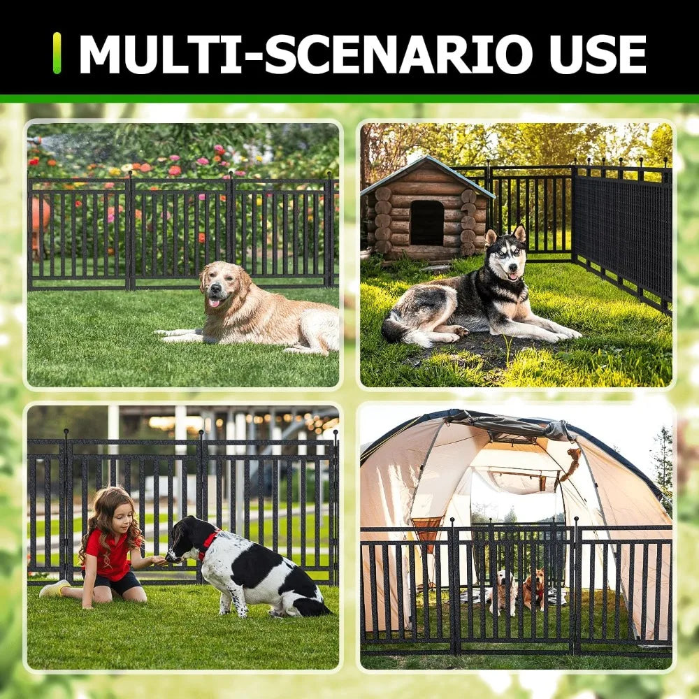 Decorative Garden Fence Metal Dog Fence Outdoor Yard 36ft Long 40in High 14 Panels 2 Gates Rustproof Animal Barrier Fence