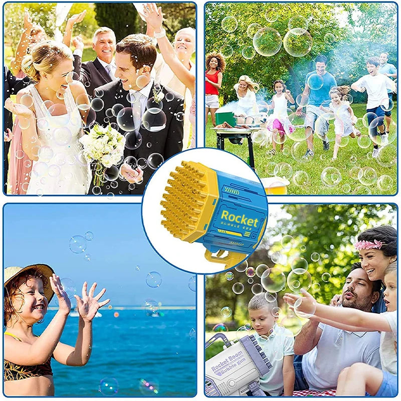 Bubble Gun Kids Toys Rocket 69 Holes Soap Bubbles Machine