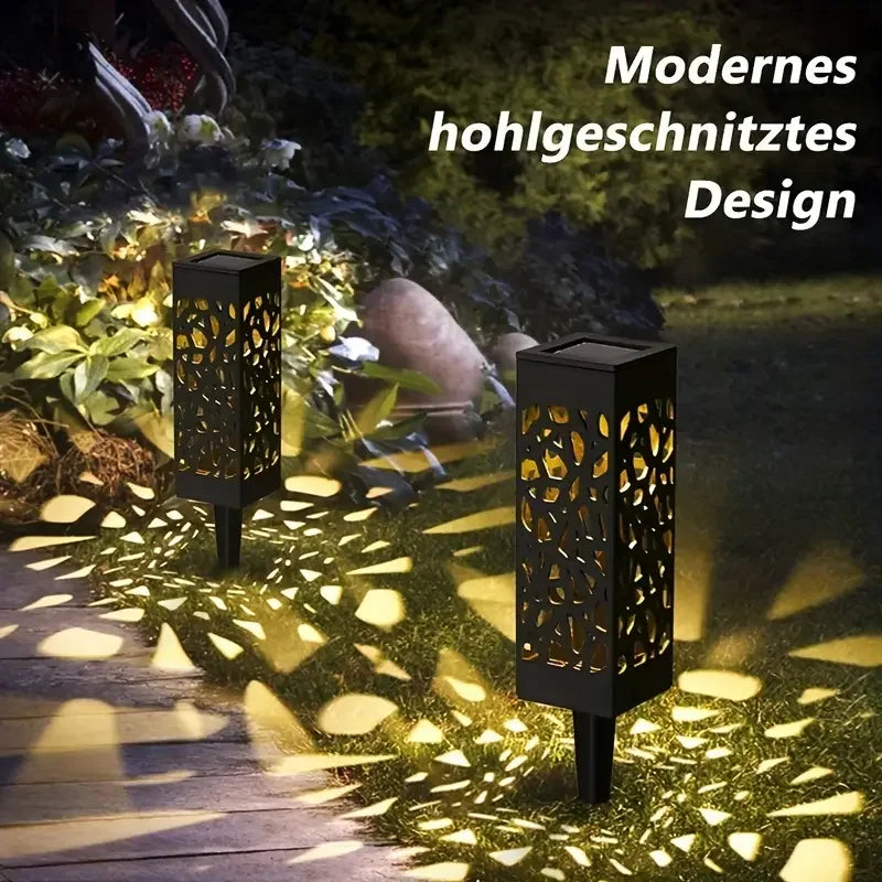 6PCS Solar Powered LED Garden Stake Lights Decorative Hollow Out Lawn Lamps Waterproof Outdoor Landscape Lighting 400mAh
