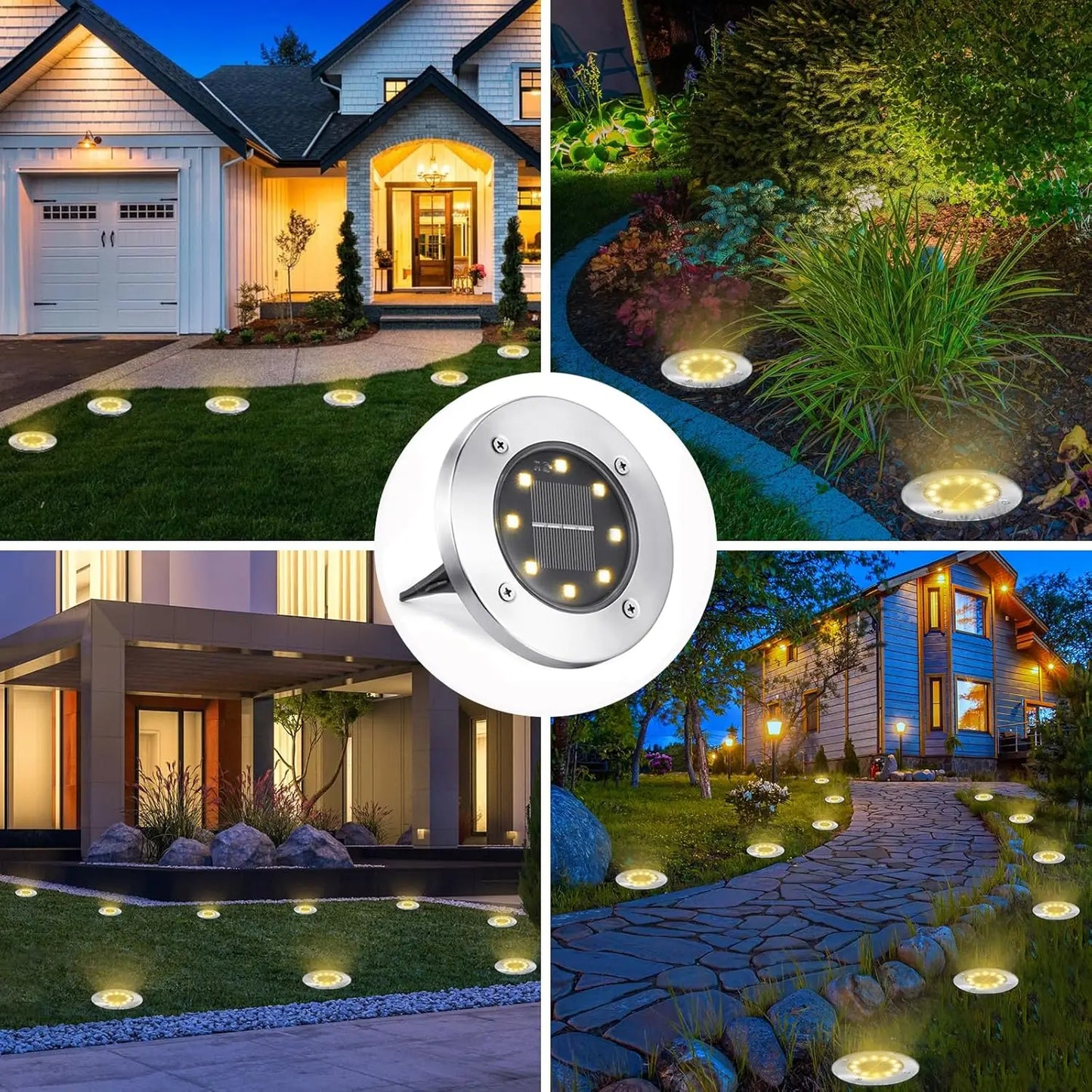 4 to 8 Pieces Solar Lights Outdoor 8 LED Solar Landscape Lighting for Garden Yard Pathway Cool Warm White