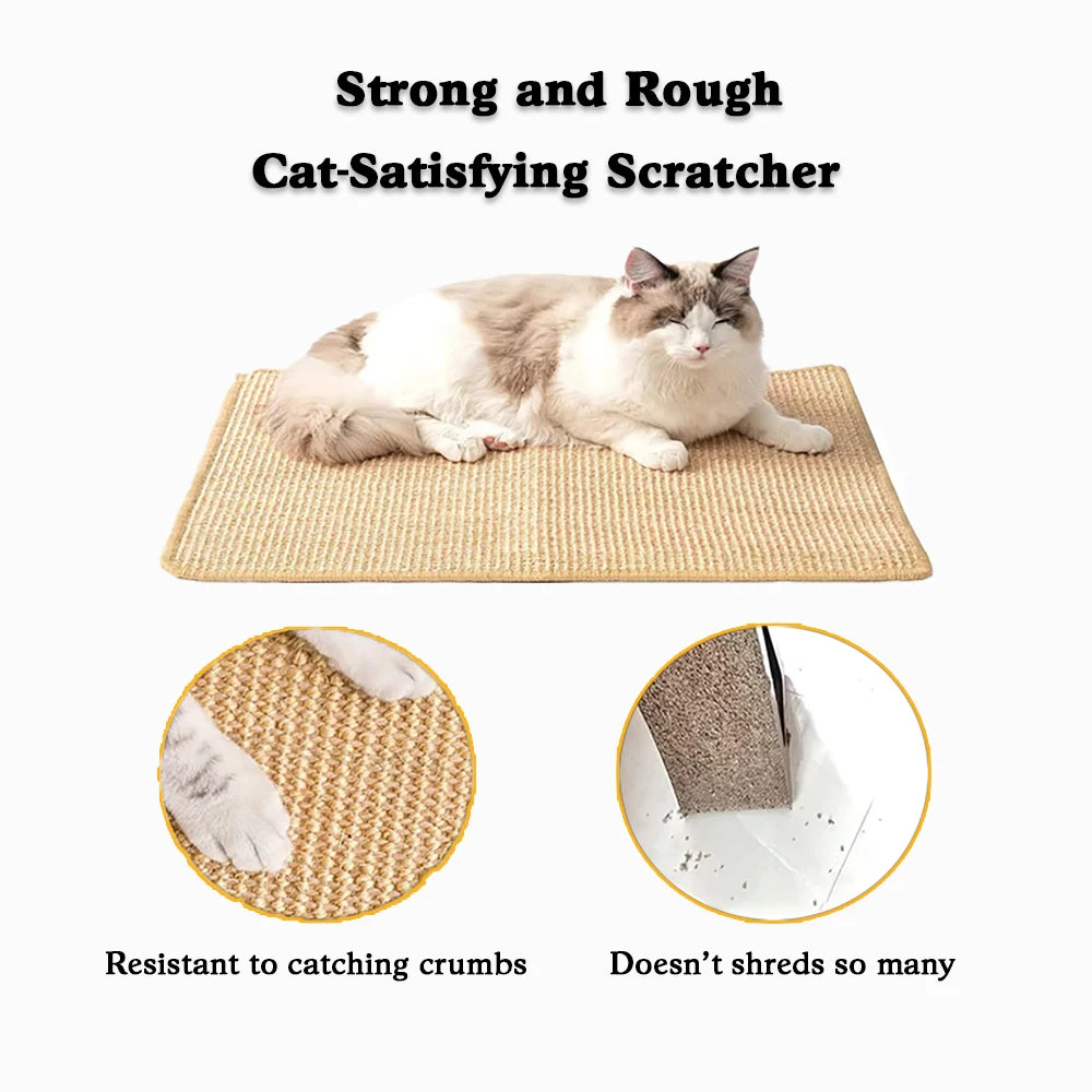 Premium Sisal Cat Scratching Mat - Furniture and Wall Protector for Indoor Cats - Promotes Healthy Scratching Habits
