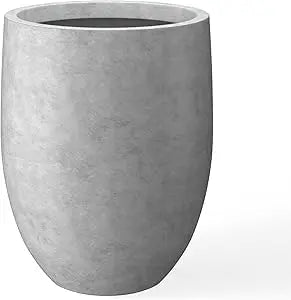 Kante 21.7 Inch Height Snow White Concrete Tall Planter Large Outdoor Indoor Decorative Pot with Drainage Hole and Rubber Plug Modern Design