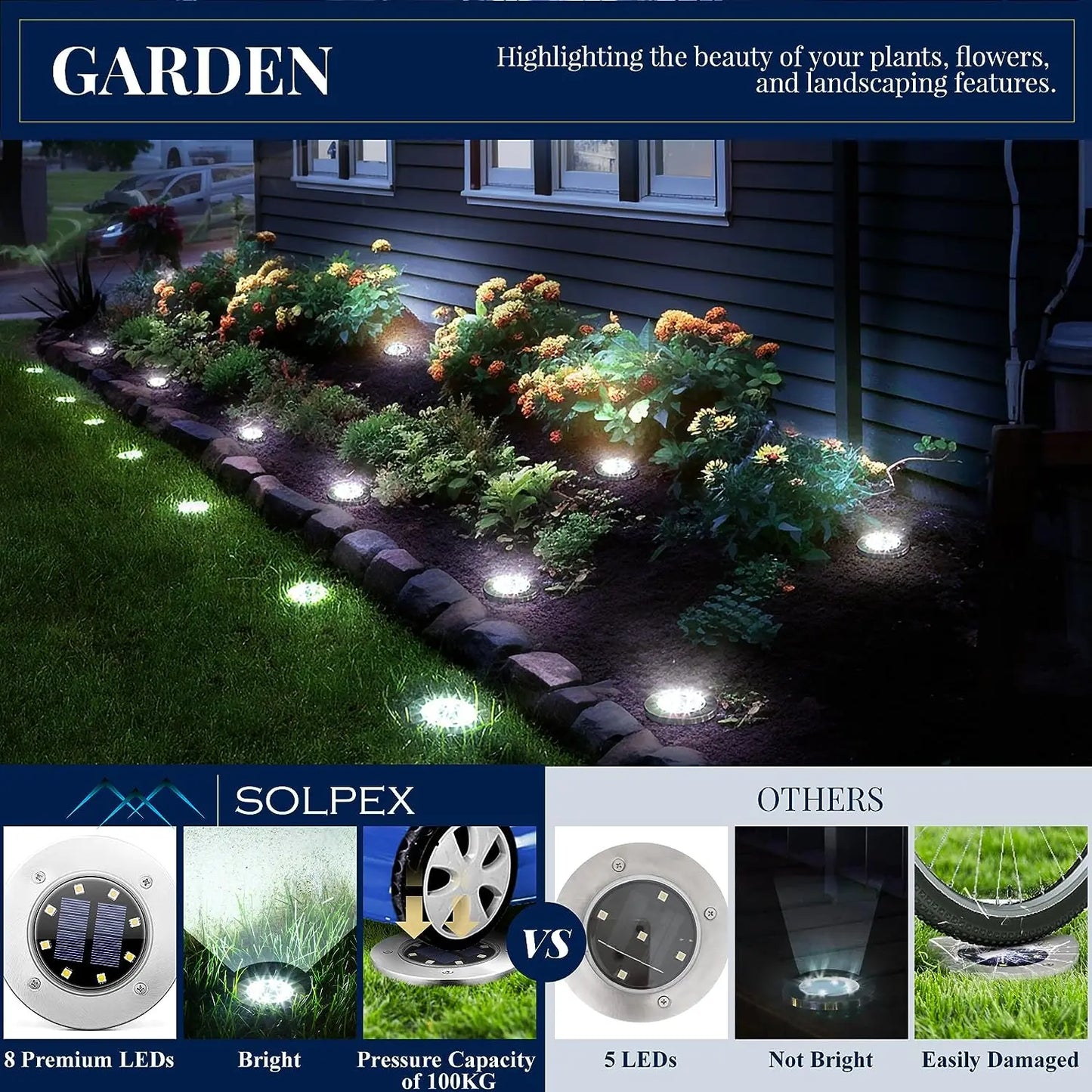 4 to 8 Pieces Solar Lights Outdoor 8 LED Solar Landscape Lighting for Garden Yard Pathway Cool Warm White