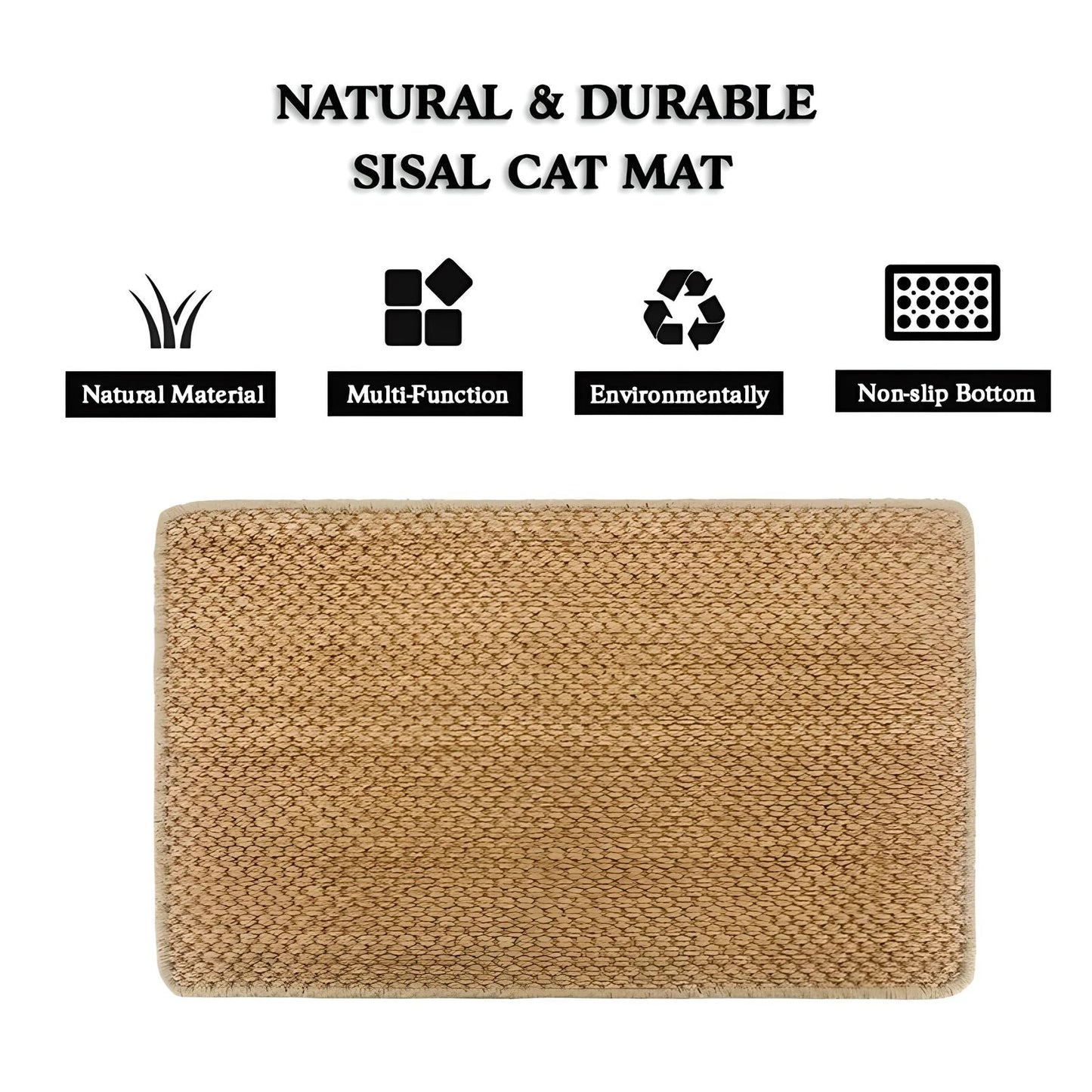 Premium Sisal Cat Scratching Mat - Furniture and Wall Protector for Indoor Cats - Promotes Healthy Scratching Habits