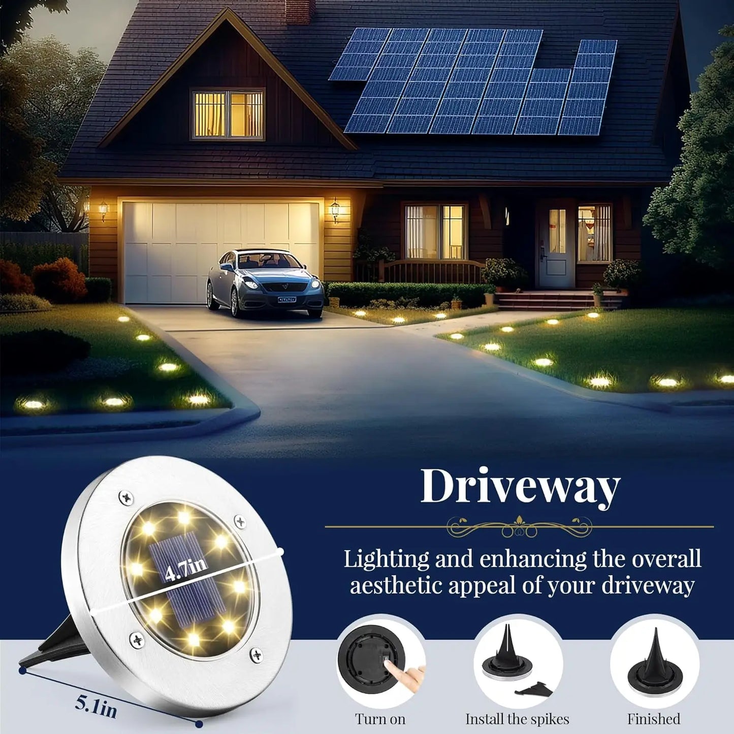 4 to 8 Pieces Solar Lights Outdoor 8 LED Solar Landscape Lighting for Garden Yard Pathway Cool Warm White