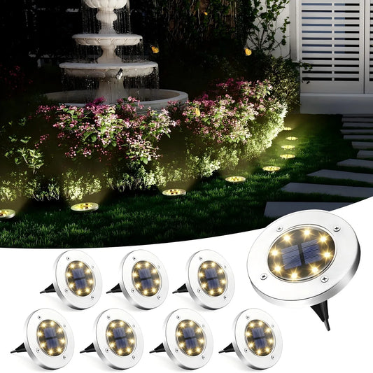 4 to 8 Pieces Solar Lights Outdoor 8 LED Solar Landscape Lighting for Garden Yard Pathway Cool Warm White