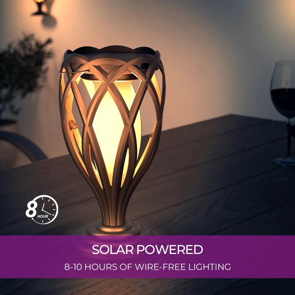 4 Piece Solar Light Outdoor Hanging 3 in 1 Pathway Torch Lights with Flickering Flame Auto Landscape Lights for Garden Lawn