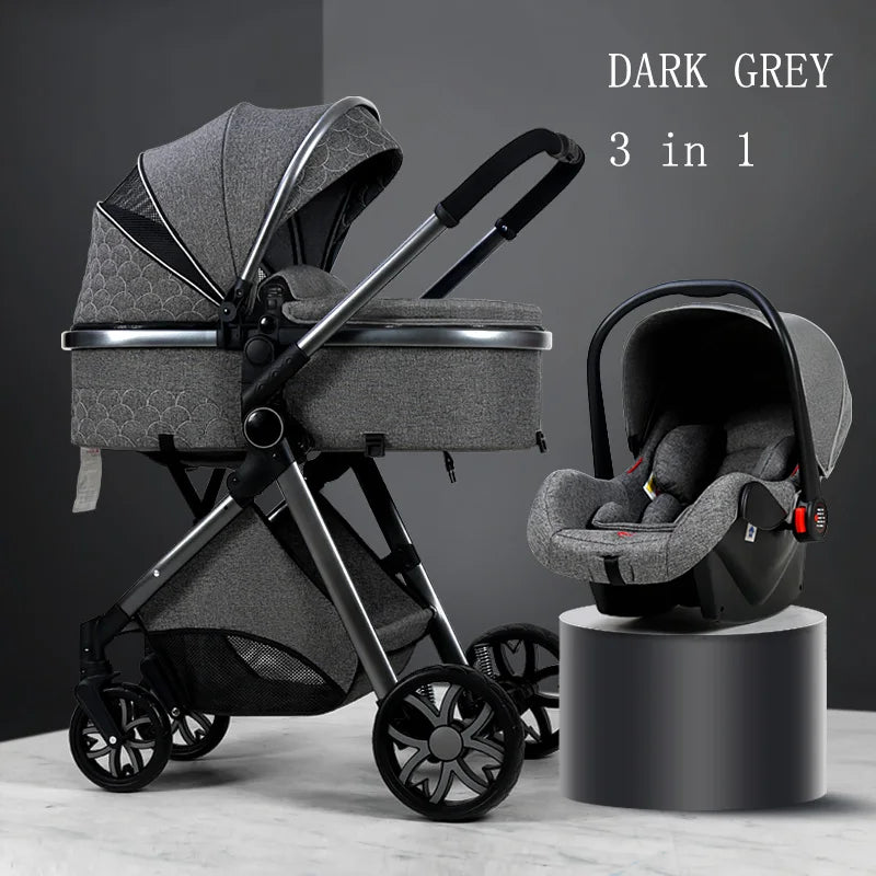 Luxury Baby Stroller 3 in 1 High Landscape Pushchair