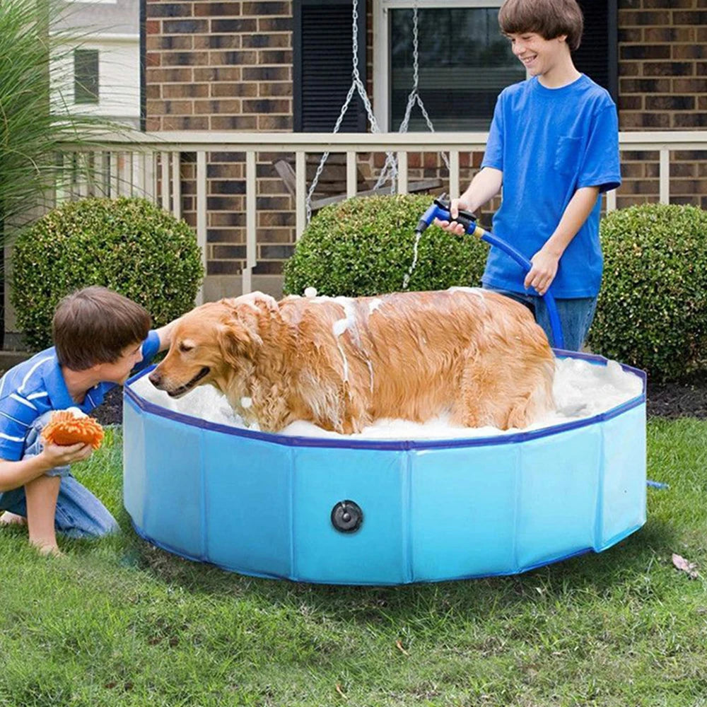 Dog Swimming Pool and Pool Cover Portable Plastic Grooming Tub for Large Dogs