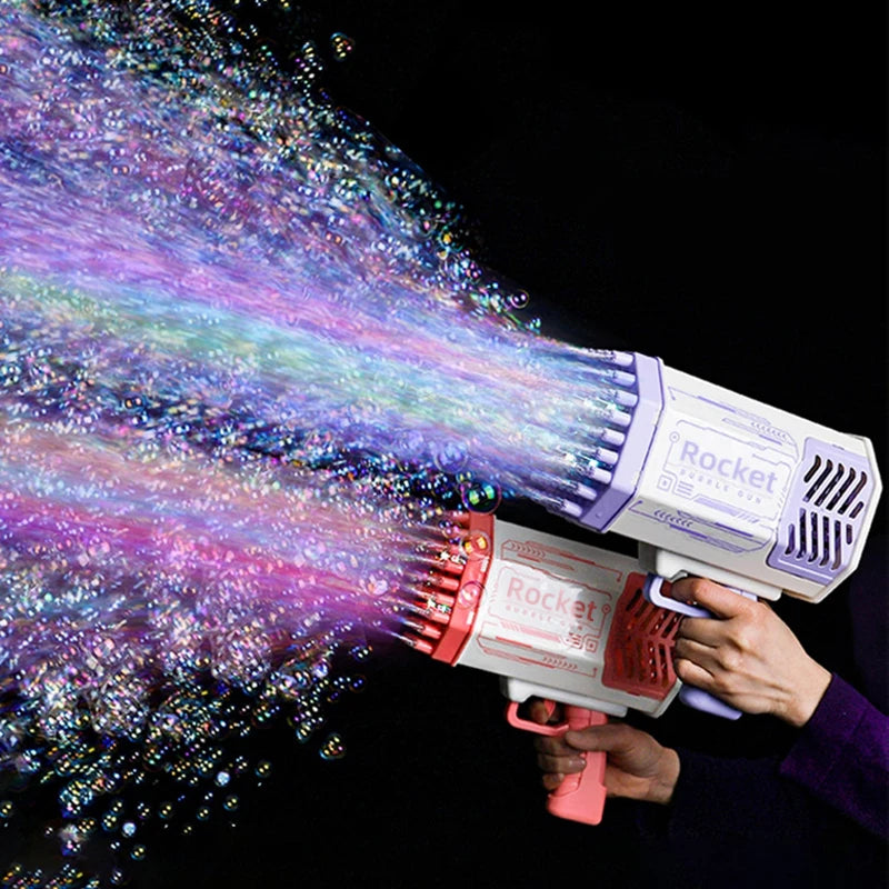Bubble Gun Kids Toys Rocket 69 Holes Soap Bubbles Machine