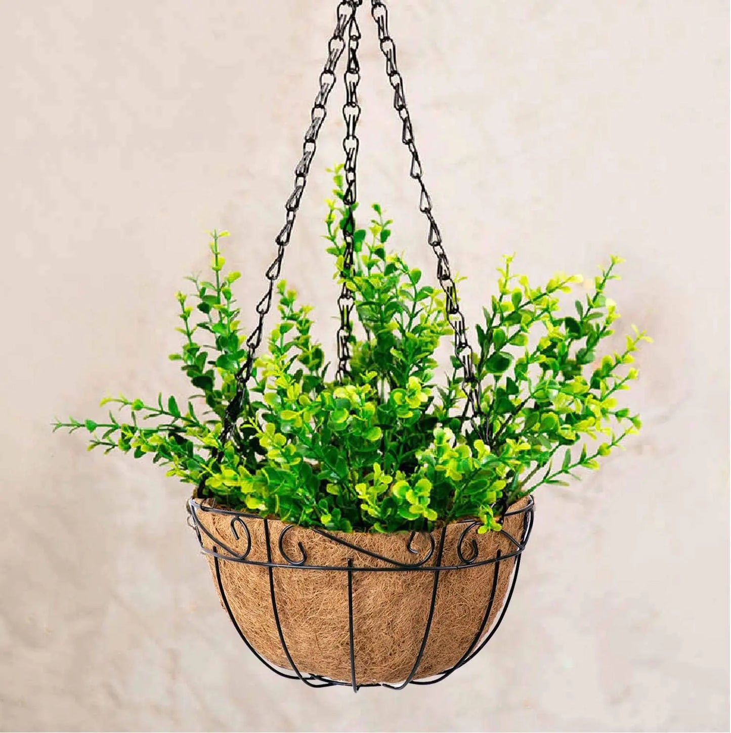 Metal Hanging Planter Basket Round Wire Plant Holder Chain Porch Decor Flower Pot Hanger Garden Decoration Indoor Outdoor