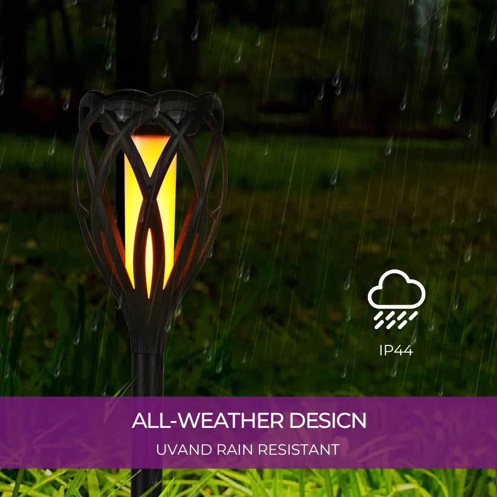 4 Piece Solar Light Outdoor Hanging 3 in 1 Pathway Torch Lights with Flickering Flame Auto Landscape Lights for Garden Lawn
