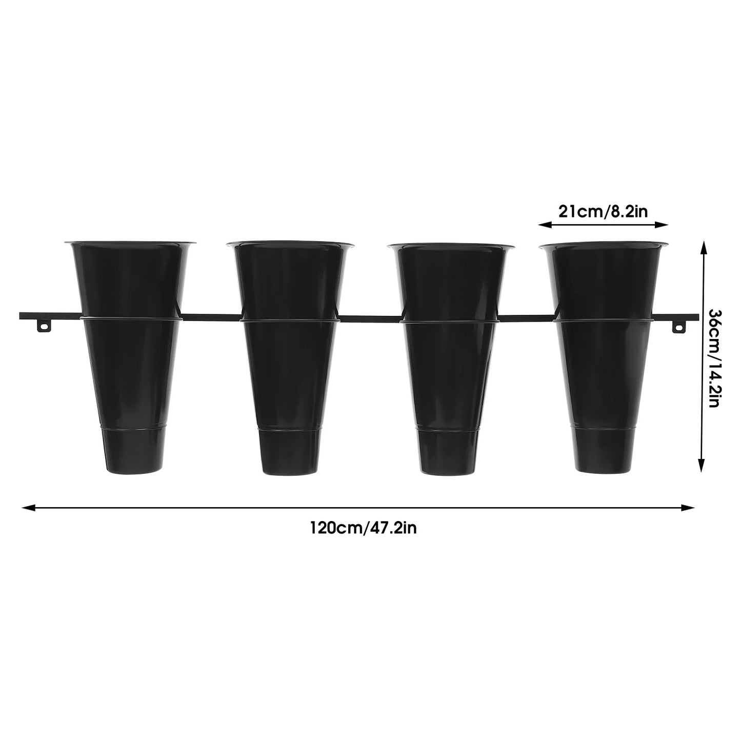 Space Saving Wall Mounted Flower Stand with 4 Buckets for Vertical Gardening at Home